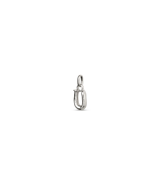 Petit Charm lettre U en argent, Argent, large